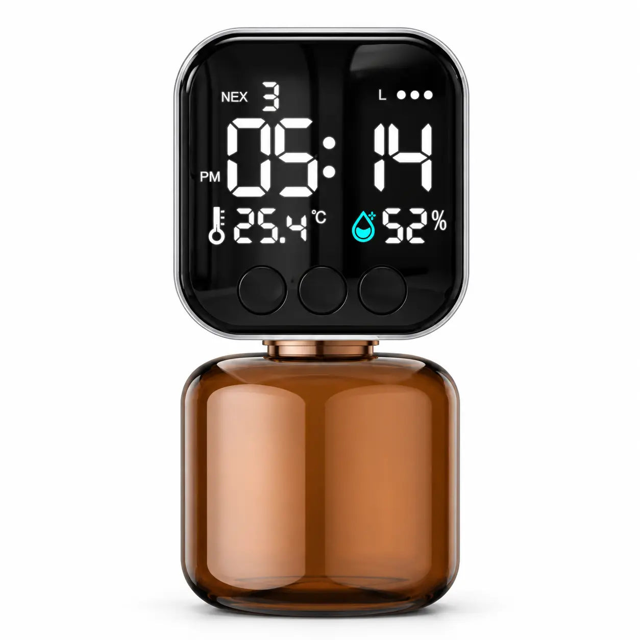 Olfa Home de frente, con reloj digital encendido